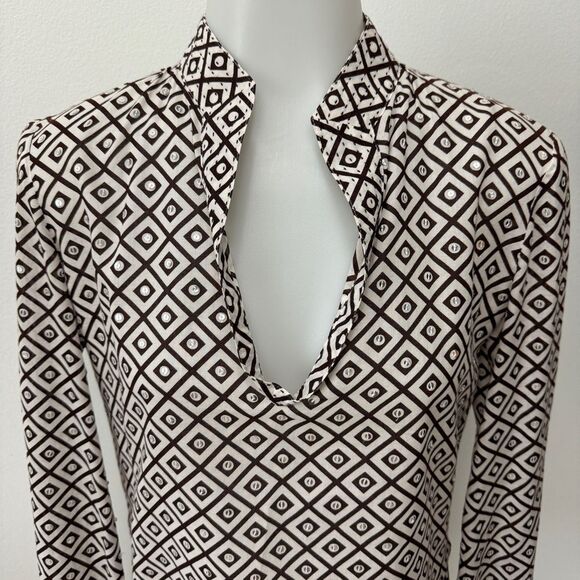 Tory Burch Stephanie Sequin Embellished Tunic Cotton Top Size 2 - Picture 2 of 10